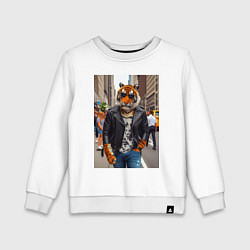 Детский свитшот Cool tiger on the streets of New York - ai art