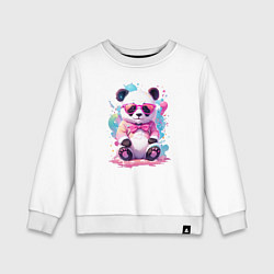Детский свитшот Милая панда в розовых очках и бантике