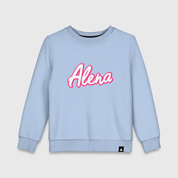Свитшот хлопковый детский Алена в стиле барби - объемный шрифт, цвет: мягкое небо