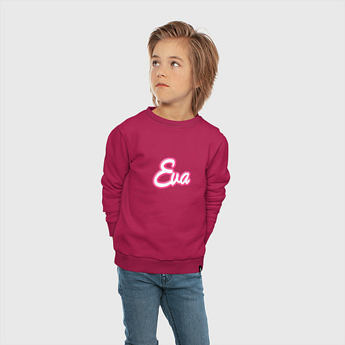 Детский свитшот Ева в стиле барби - объемный шрифт / Маджента – фото 4