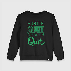 Свитшот хлопковый детский Hustle hit never quit, цвет: черный