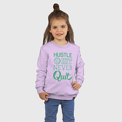 Свитшот хлопковый детский Hustle hit never quit, цвет: лаванда — фото 2