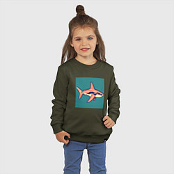 Свитшот хлопковый детский Акула арт, цвет: хаки — фото 2