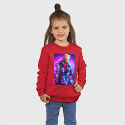 Свитшот хлопковый детский Барт Симпсон крутой скейтбордист - нейросеть, цвет: красный — фото 2