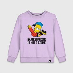 Свитшот хлопковый детский Барт Симпсон скейтбордист, цвет: лаванда