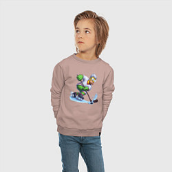Свитшот хлопковый детский Гомер Симпсон - крутой хоккеист, цвет: пыльно-розовый — фото 2