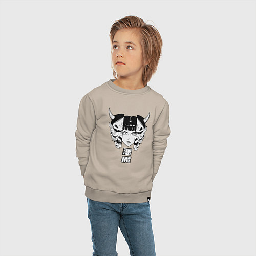 Детский свитшот Маска демона Они / Миндальный – фото 4