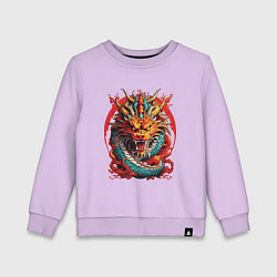 Свитшот хлопковый детский Китайский дракон в огне, цвет: лаванда