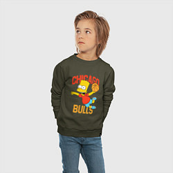 Свитшот хлопковый детский Чикаго Буллз Барт Симпсон, цвет: хаки — фото 2