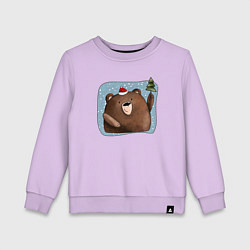 Свитшот хлопковый детский Медведь и елка, цвет: лаванда
