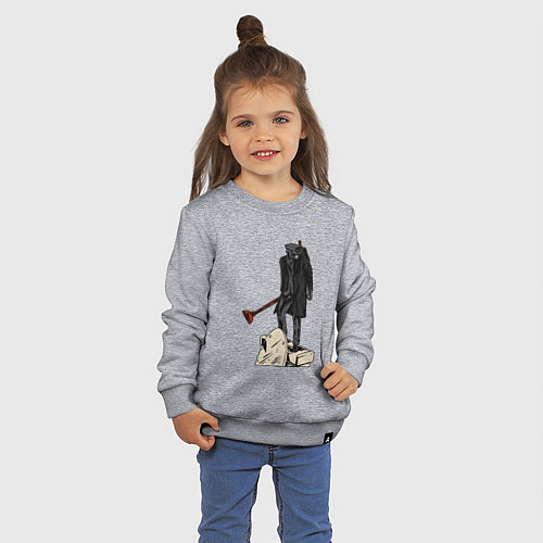 Детский свитшот Камерамен победил скибиди туалет / Меланж – фото 3