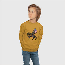 Свитшот хлопковый детский Американский индеец, цвет: горчичный — фото 2