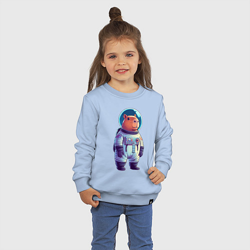 Детский свитшот Капибара бравый космонавт / Мягкое небо – фото 3