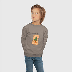 Свитшот хлопковый детский Капибара и кактус: я збагоен, цвет: утренний латте — фото 2