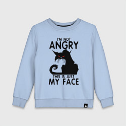 Свитшот хлопковый детский I am not angry cat, цвет: мягкое небо