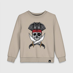 Свитшот хлопковый детский Одноглазый роджер, цвет: миндальный