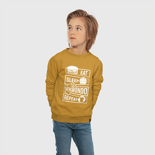 Детский свитшот Еда сон тхэквондо / Горчичный – фото 4