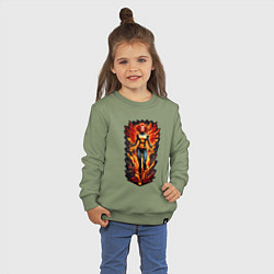 Свитшот хлопковый детский Красивая женщина супер героиня, цвет: авокадо — фото 2