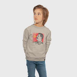 Свитшот хлопковый детский Профиль Сталина СССР, цвет: миндальный — фото 2