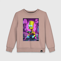 Свитшот хлопковый детский Bart Simpson - cool gamer, цвет: пыльно-розовый