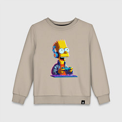 Свитшот хлопковый детский Bart is an avid gamer, цвет: миндальный