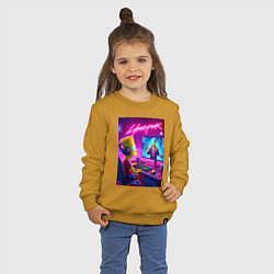 Свитшот хлопковый детский Gamer Bart - cyberpunk, цвет: горчичный — фото 2