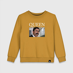 Свитшот хлопковый детский Queen - Mimino мем, цвет: горчичный