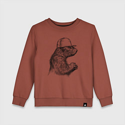 Свитшот хлопковый детский Суслик в кепке, цвет: кирпичный