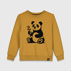 Свитшот хлопковый детский Сидящая панда с бамбуком в лапе, цвет: горчичный