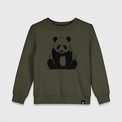 Свитшот хлопковый детский Грустная панда сидит, цвет: хаки