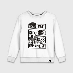 Свитшот хлопковый детский Есть спать драм-н-бейс, цвет: белый