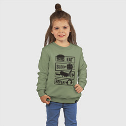 Свитшот хлопковый детский Есть спать летать, цвет: авокадо — фото 2