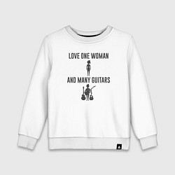 Свитшот хлопковый детский Люблю одну девушку и много гитар, цвет: белый
