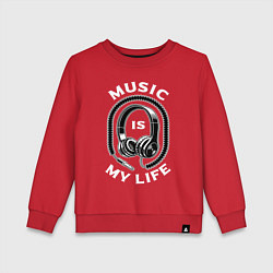Свитшот хлопковый детский Музыка is my life, цвет: красный