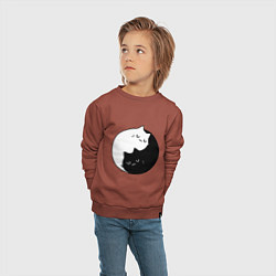 Свитшот хлопковый детский Кошачий ин янь, цвет: кирпичный — фото 2