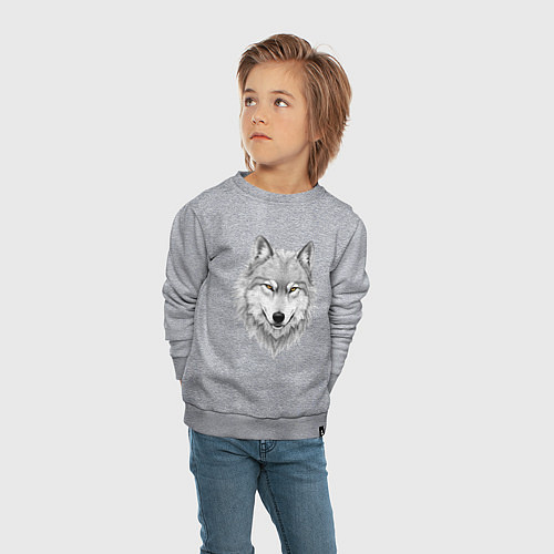Детский свитшот Волк с оберегом / Меланж – фото 4