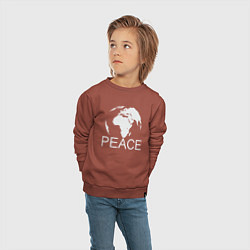 Свитшот хлопковый детский World peace, цвет: кирпичный — фото 2