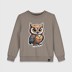 Свитшот хлопковый детский Сова - стикер, цвет: утренний латте