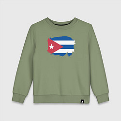 Свитшот хлопковый детский Флаг Кубы, цвет: авокадо