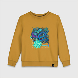 Свитшот хлопковый детский Dragon attack, цвет: горчичный
