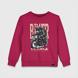 Свитшот хлопковый детский Байкер кабан на мотоцикле, цвет: маджента