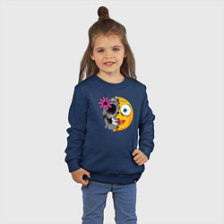 Свитшот хлопковый детский Girl smile, цвет: тёмно-синий — фото 2