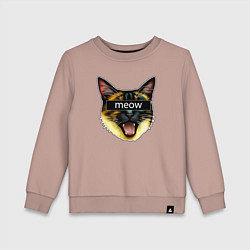 Свитшот хлопковый детский Кот meow стикер, цвет: пыльно-розовый
