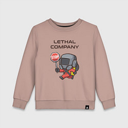 Свитшот хлопковый детский Lethal company: Stop Please, цвет: пыльно-розовый