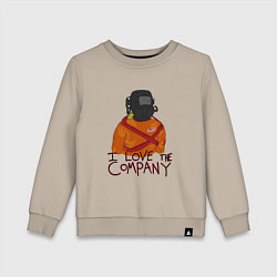 Свитшот хлопковый детский Lethal Company: I Love the Company, цвет: миндальный