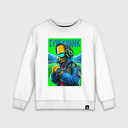Свитшот хлопковый детский Cyber Bart Simpson - ai art fantasy, цвет: белый