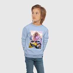 Свитшот хлопковый детский Barbie racing - ai art, цвет: мягкое небо — фото 2