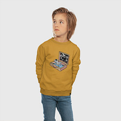 Свитшот хлопковый детский Космос в чемодане, цвет: горчичный — фото 2