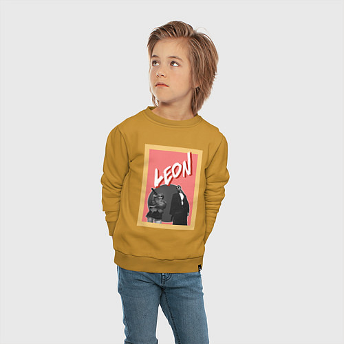 Детский свитшот Арт по фильму Леон / Горчичный – фото 4