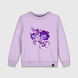 Свитшот хлопковый детский Веточка с цветами - фиолетовая гжель, цвет: лаванда